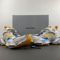 Low Top Sneakers, Blue Yellow Gray Colorway, Lace Up Design, Casual Gift for Sneaker Fans