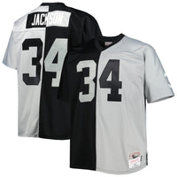 Las Vegas Raiders Bo Jackson Black/Silver Big & Tall Split Legacy Retired Player Replica Jersey