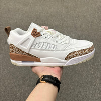 Low Top Basketball Shoes, White Pink Brown Colorway, Lace Up Design, Casual Gift for Shoe Lovers