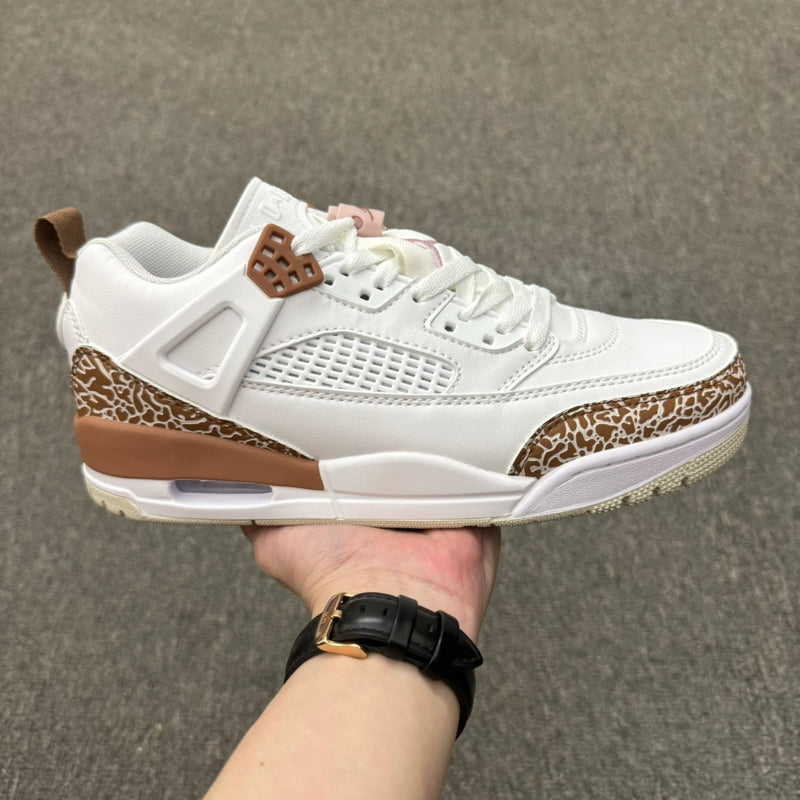 Low Top Basketball Shoes, White Pink Brown Colorway, Lace Up Design, Casual Gift for Shoe Lovers