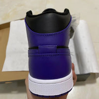 Mid Top Sneakers, Black Purple Colorway, Lace Up Design, Casual Gift for Sneaker Fans