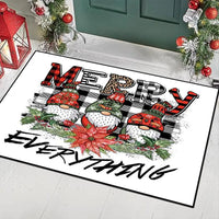 Merry Christmas Holiday Floor Mat, Christmas Gnome Area Rug, Adorable Nordic Gnome Carpet, Festive Winter Home Decor