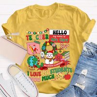 Custom I Love My Students Snow Much Shirt, Personalized Teacher T-Shirt, Christmas Teacher Tee, Custom School Name Holiday Graphic Shirt