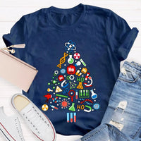 Scientific Instruments Holiday Tree Shirt, Science Teacher Christmas T-Shirt, STEM Chemistry Graphic Tee, Xmas Teacher Present