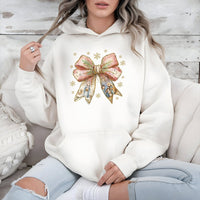 Coquette Bow Christian Holiday Sweatshirt, Nativity Scene Christmas Hoodie, Faith Nativity Hooded Pullover, Jesus Xmas Present