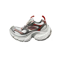 Low Top Sneakers, Gray White Red Colorway, Lace Up Design, Casual Gift for Sneaker Fans