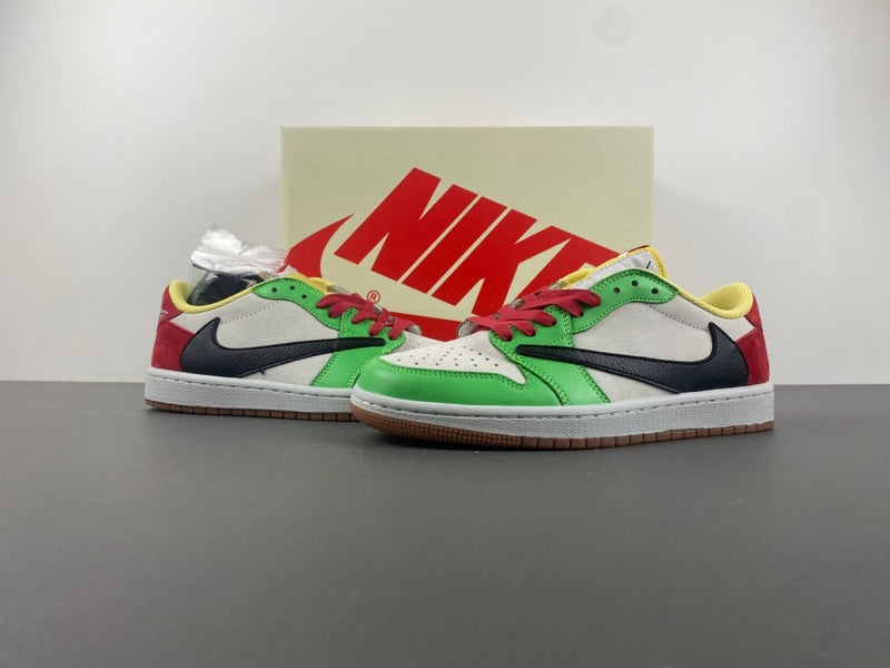 Low Top Sneakers, White Black Green Yellow Colorway, Reverse Hook Design, Lace Up Design, Casual Gift for Sneaker Fans