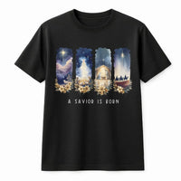 Watercolor Nativity Christmas Shirt, A Savior Is Born T-Shirt, Christian Holiday Graphic Tee, Religious Xmas T-Shirt, Faith Present for Women