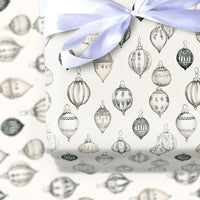 Retro Holiday Gift Wrap, Vintage Ornament Christmas Wrapping Paper, Elegant Xmas Bauble Wrapping Paper, Classic Holiday Gift Wrapping Paper