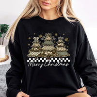 Camo Coquette Bow Holiday Sweater, Merry Christmas Tree Sweatshirt, Preppy Winter Xmas Crewneck, Adorable Southern Camouflage Graphic Pullover