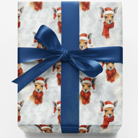 Santa Hat Animal Gift Wrap, Kangaroo Christmas Wrapping Paper, Adorable Red Scarf Kangaroo Wrapping Paper, Australian Holiday Gift Wrap Roll