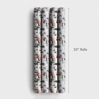 Rustic Red Barn Christmas Gift Wrap, Winter Sledding Wrapping Paper, Country Snow Scene Wrapping Paper, Festive Holiday Present Paper Roll