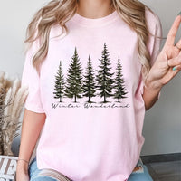 Snowy Forest Pine Tree T-Shirt, Winter Wonderland Shirt, Comfy Winter Tree Graphic Tee, Christmas Holiday Nature Shirt, Winter Season Present
