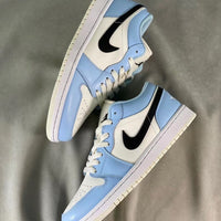 Low Top Sneakers, Blue White Colorway, Lace Up Design, Casual Gift for Sneaker Fans