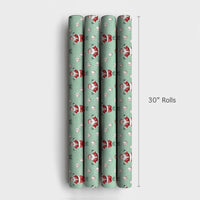 Baseball Christmas Gift Wrap, Mint Green Baseball Santa Wrapping Paper, Baseball Holiday Wrapping Paper, Sports Santa Xmas Gift Wrap Roll