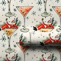 Cheerful Christmas Cocktail Gift Wrap, Humorous Santa Martini Wrapping Paper, Humorous Holiday Wrapping Paper, Secret Santa Gift Wrap Roll