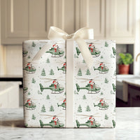 Aviation Holiday Gift Wrap, Santa Helicopter Christmas Wrapping Paper, Whimsical Xmas Wrapping Paper, Pilot Present Wrap