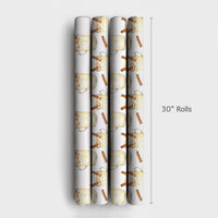 Comfy Holiday Drink Gift Wrap, Eggnog Christmas Wrapping Paper, Cinnamon Eggnog Mug Wrapping Paper, Winter Spiced Christmas Wrapping Paper