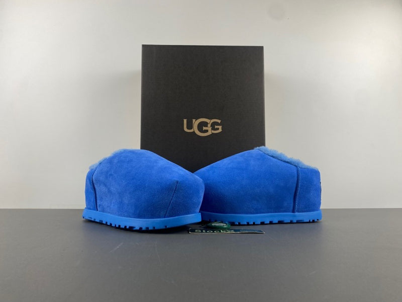 Slides, Blue Colorway, Slip On Design, Wool Detail, Casual Gift for Shoe Lovers