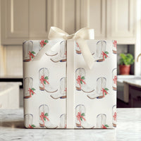 Western Holiday Gift Wrap, Cowboy Boot Christmas Wrapping Paper, Watercolor Cowgirl Boots Wrapping Paper, Rustic Country Xmas Gift Wrap