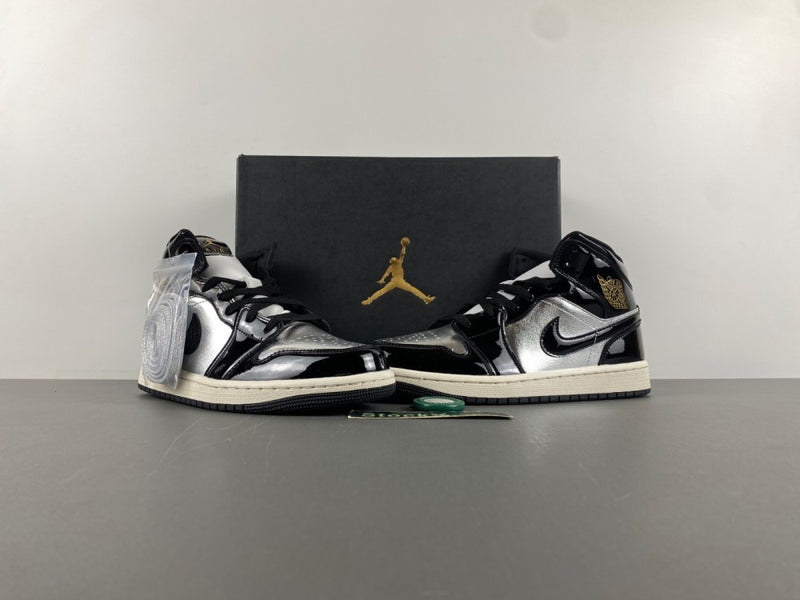 Mid Top Sneakers, Black Silver Gold Colorway, Lace Up Design, Casual Gift for Sneaker Fans