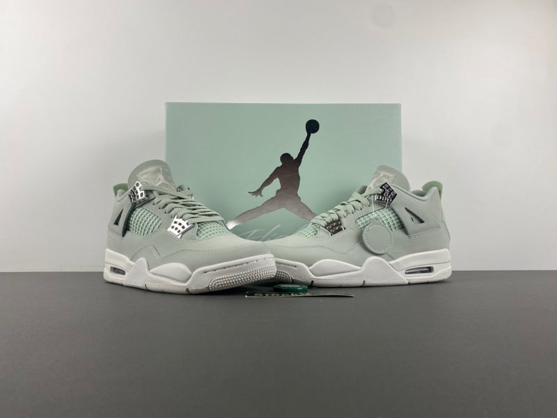 Low Top Sneakers, Green Silver Sail Colorway, Leather Footwear, Lace Up Design, Casual Gift for Sneaker Fans