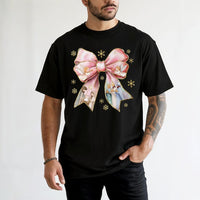 Adorable Christmas Bow T-Shirt, Pink Coquette Nativity Bow Shirt, Christian Holiday Graphic Tee, Religious Xmas Graphic T-Shirt, Present for Women