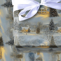 Snowy Landscape Christmas Gift Wrap, Winter Cottage Wrapping Paper, Comfy Cabin Holiday Wrapping Paper, Traditional Noel Wrapping Paper