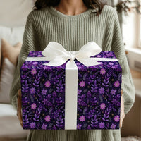 Celestial Floral Wrapping Paper, Purple Poinsettia Wrapping Paper, Dark Botanical Wrapping Paper, Elegant Christmas Gift Wrap