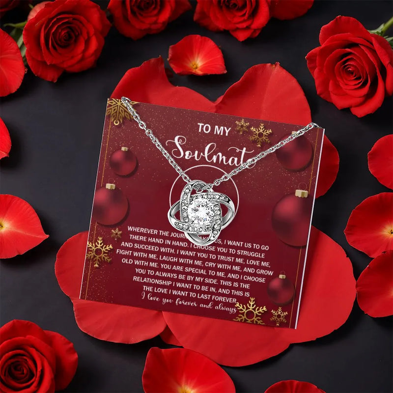 Rotating Rose Box Necklace, Soulmate Love Knot Necklace, Eternal Bond Knot Pendant, Romantic Christmas Soulmate Necklace, Holiday Present