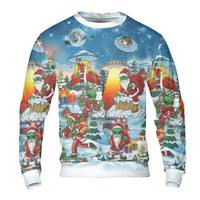 Humorous UFO Christmas Sweater, Alien Santa Christmas Sweatshirt, Sci-Fi Alien Christmas Sweatshirt, Retro Space Holiday Pullover, Xmas Present