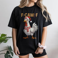 F-Caw-F Music Note Shirt, Humorous Chicken Christmas T-Shirt, Humorous Holiday Poultry Tee, Adorable Farm Animal Christmas T-Shirt