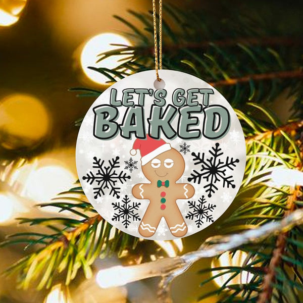 Humorous Christmas Tree Ornament, Lets Get Baked Gingerbread Ornament, Humorous Ceramic Ornament, Holiday Baking Keepsake, Fr