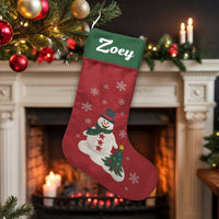 Winter Tree Holiday Stocking, Personalized Snowman Christmas Stocking, Custom Christmas Stocking, Festive Mantel Decor, Family Xmas Present
