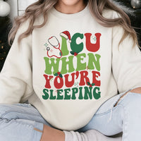 Humorous Medical Holiday Crewneck, ICU Nurse Christmas Sweatshirt, Critical Care Nurse Sweater, Winter Hospital Pullover, RN Christmas Present