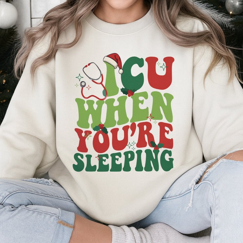 Humorous Medical Holiday Crewneck, ICU Nurse Christmas Sweatshirt, Critical Care Nurse Sweater, Winter Hospital Pullover, RN Christmas Present