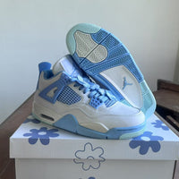 Mid Top Sneakers, White Blue Colorway, Lace Up Design, Casual Gift for Sneaker Fans