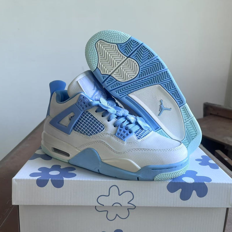 Mid Top Sneakers, White Blue Colorway, Lace Up Design, Casual Gift for Sneaker Fans