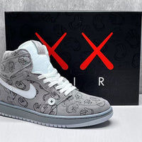 High Top Sneakers, Gray Colorway, Lace Up Design, Casual Gift for Sneaker Fans