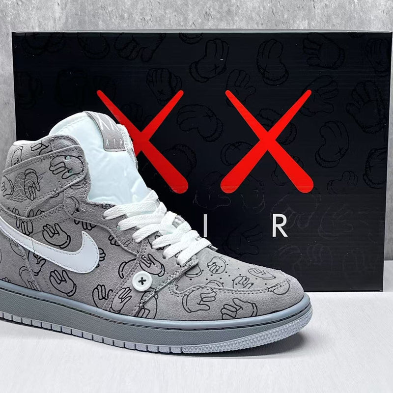 High Top Sneakers, Gray Colorway, Lace Up Design, Casual Gift for Sneaker Fans