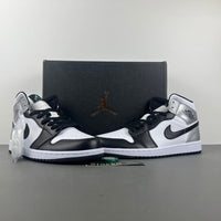 Mid Top Sneakers, White Black Silver Colorway, Lace Up Design, Casual Gift for Sneaker Fans