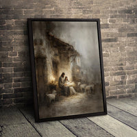 Holy Family Manger Wall Art, Nativity Scene Canvas Print, Christian Christmas Canvas Decor, Religious Holiday Wall Art, Faith Home Present