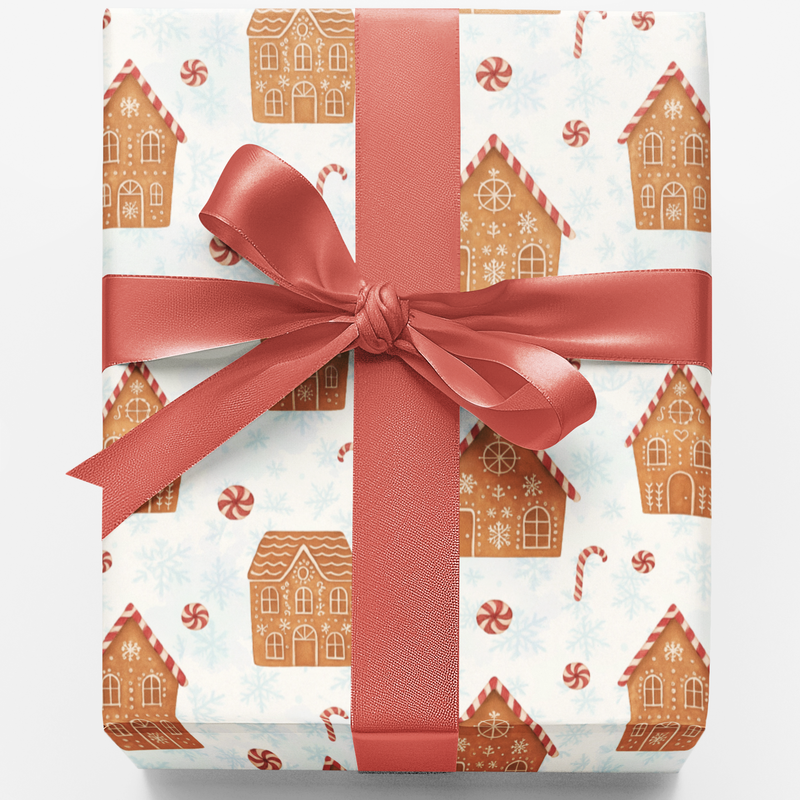 Gingerbread House Gift Wrap Roll, Candy Cane Village Wrapping Paper, Holiday Wrapping Paper, Christmas Gift Wrap, Winter Gift Wrap Roll