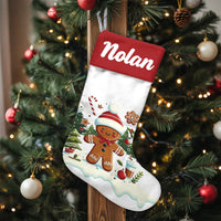 Custom Name Gingerbread Holiday Stocking, Personalized Gingerbread Christmas Stocking, Adorable Xmas Cookie Stocking, Kids Family Holiday Present