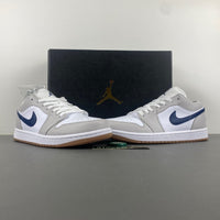 Low Top Sneakers, Blue White Gray Colorway, Lace Up Design, Casual Gift for Sneaker Fans