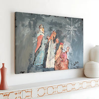 Holy Nativity Religious Canvas Wall Art, Three Wise Men Star of Bethlehem Canvas, Christian Christmas Canvas Print, Faith Home Decor