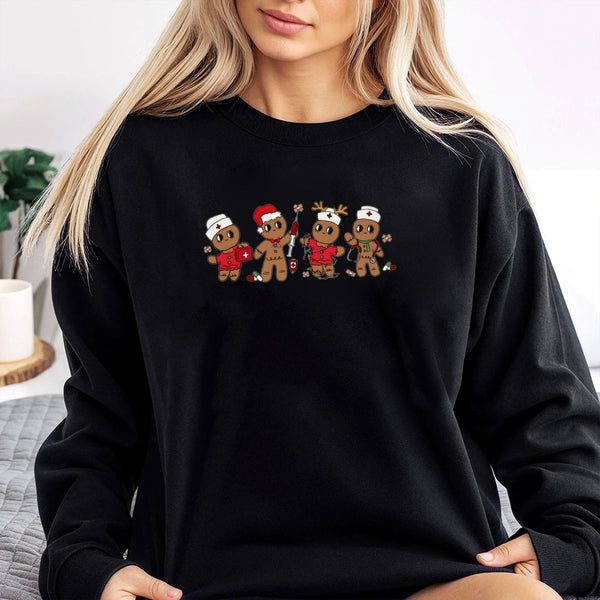 Medical Holiday Crewneck Sweatshirt, Christmas Nurse Gingerbread Sweatshirt, Adorable RN Graphic Pullover, Healthcare Worker 
