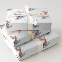 Watercolor Santa Gift Wrap, Snowboarding Santa Wrapping Paper, Winter Sports Wrapping Paper, Holiday Gift Wrap, Christmas Present Paper