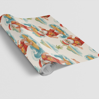 Tropical Santa Gift Wrap, Surfing Santa Christmas Wrapping Paper, Hawaiian Holiday Wrapping Paper, Coastal Xmas Gift Wrap, Beach Santa Paper