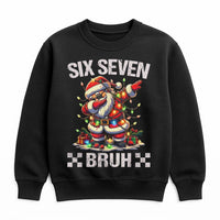 Six Seven Bruh Christmas Graphic Crewneck, Dabbing Santa Sweatshirt, Humorous Meme Santa Sweater, Holiday Humor Pullover, Xmas Gag Present